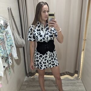 Stylish Black and White Letter Print Dress